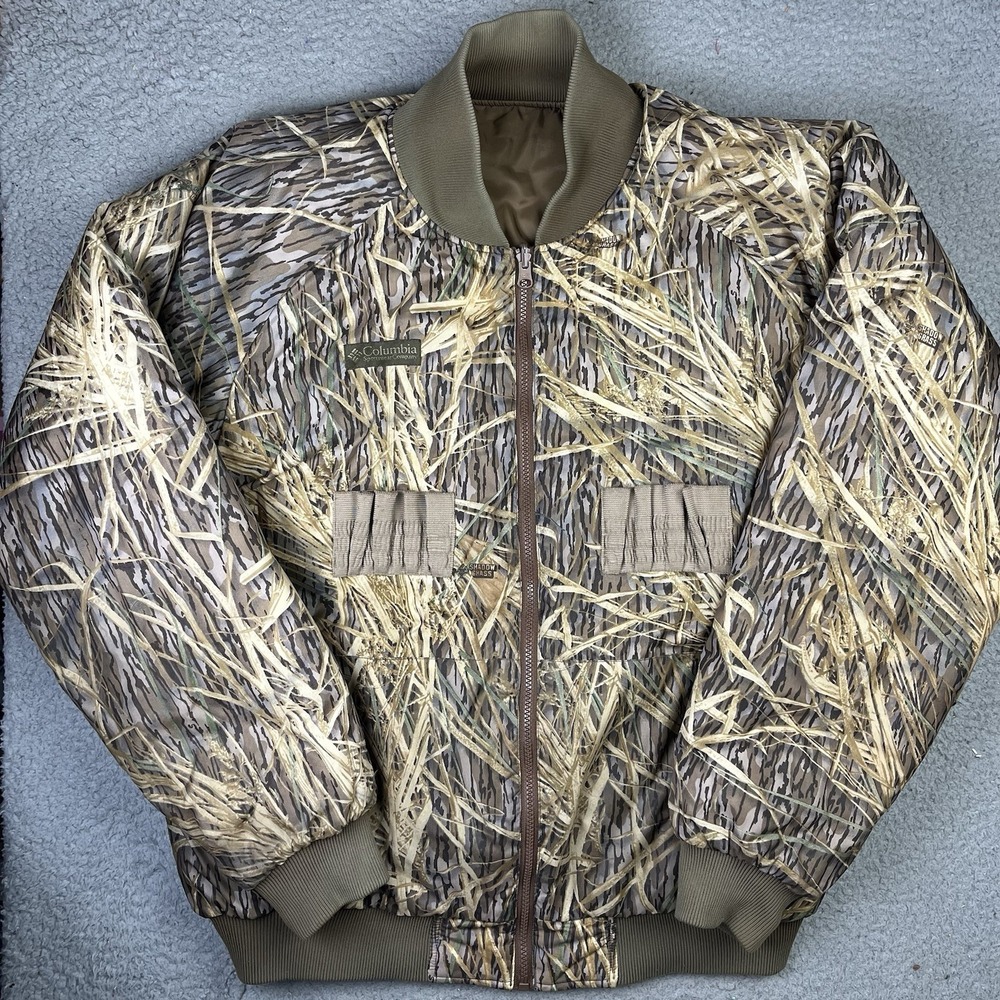 Columbia Reversible Shadow Grass Camo Bomber Puffer Hunting Jacket Men's Lg Tall